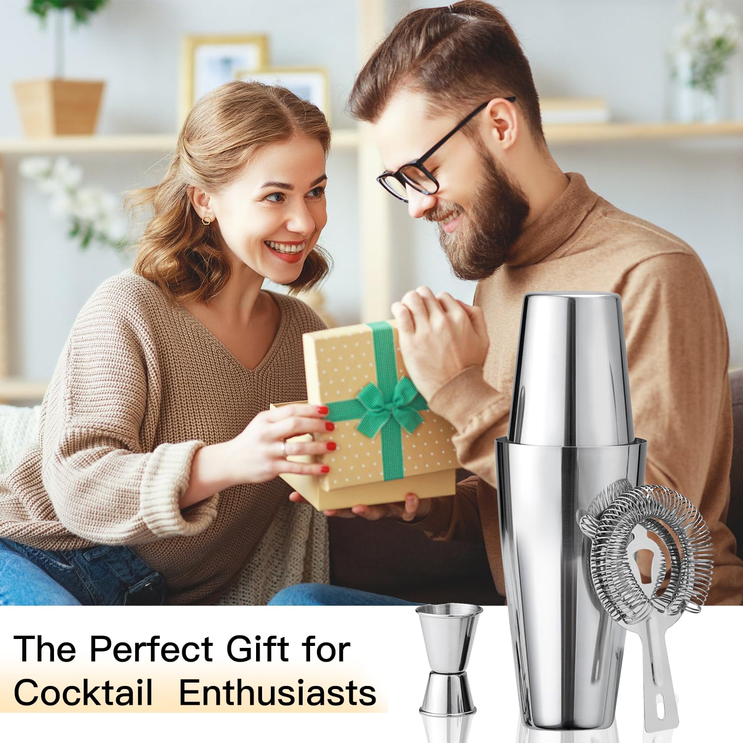 Boston Cocktail Shaker Set, 16 oz&25oz Stainless Steel Martini Shakers for Bartending, Drink Shaker for Bartender Home