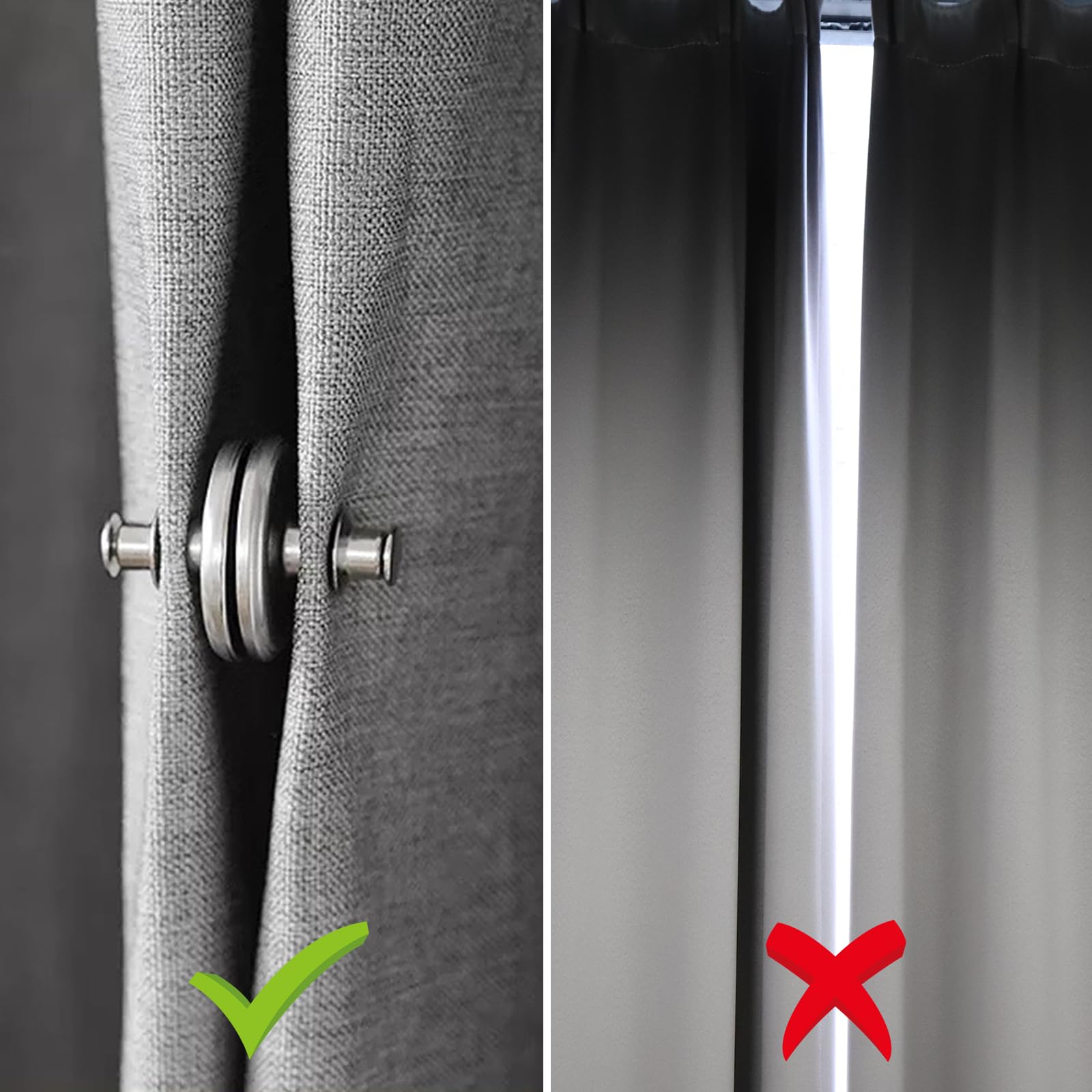 Curtain Magnets, Kaluofan 20Pairs Curtain Magnets Closure with 20Pairs Self-Adhesive Patch, Magnetic Curtain Clips Prevent Light Leaking for Home Bedroom Bathroom Office Draperies