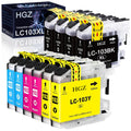 HGZ LC103XL Compatible Ink Cartridges Replaccement for LC103 LC103XL LC101XL Used for MFC J870DW J450DW J470DW J650DW J4410DW J4510DW J4710DW J6720 (4Black, 2 Cyan, 2 Magenta, 2 Yellow, 6 Pack)