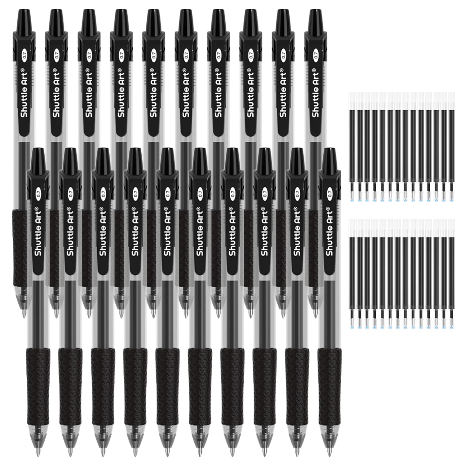 Shuttle Art Black Gel Pens, 48 Pack(20 Gel Pens with 28 Refills) Retractable Medium Point Rollerball Gel Ink Pens Smooth Writing with Comfortable Grip for Office School Home Work