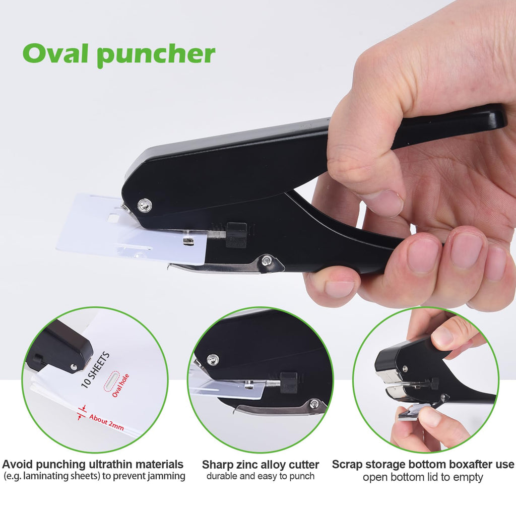 Heavy-Duty Slot Punch, Handheld Badge Hole Puncher, All Metal ID Card Puncher, Slotting Punch Tool for PVC ID Card, Luggage tag, Name Tag and Badge Holder