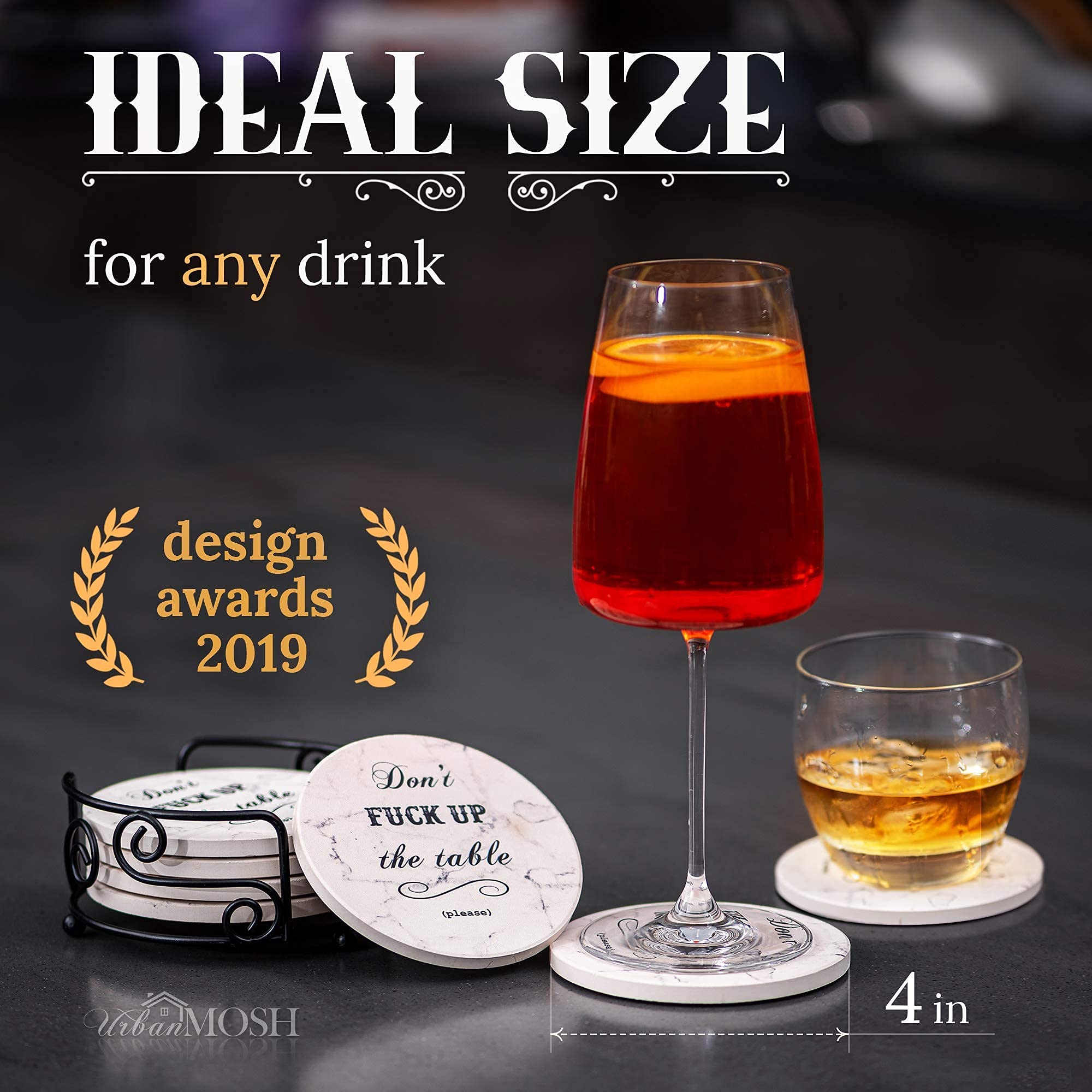 Funny Drink Coasters - House Warming Gifts New Home Couple, Decorations for Living Room Coffee Table Decor