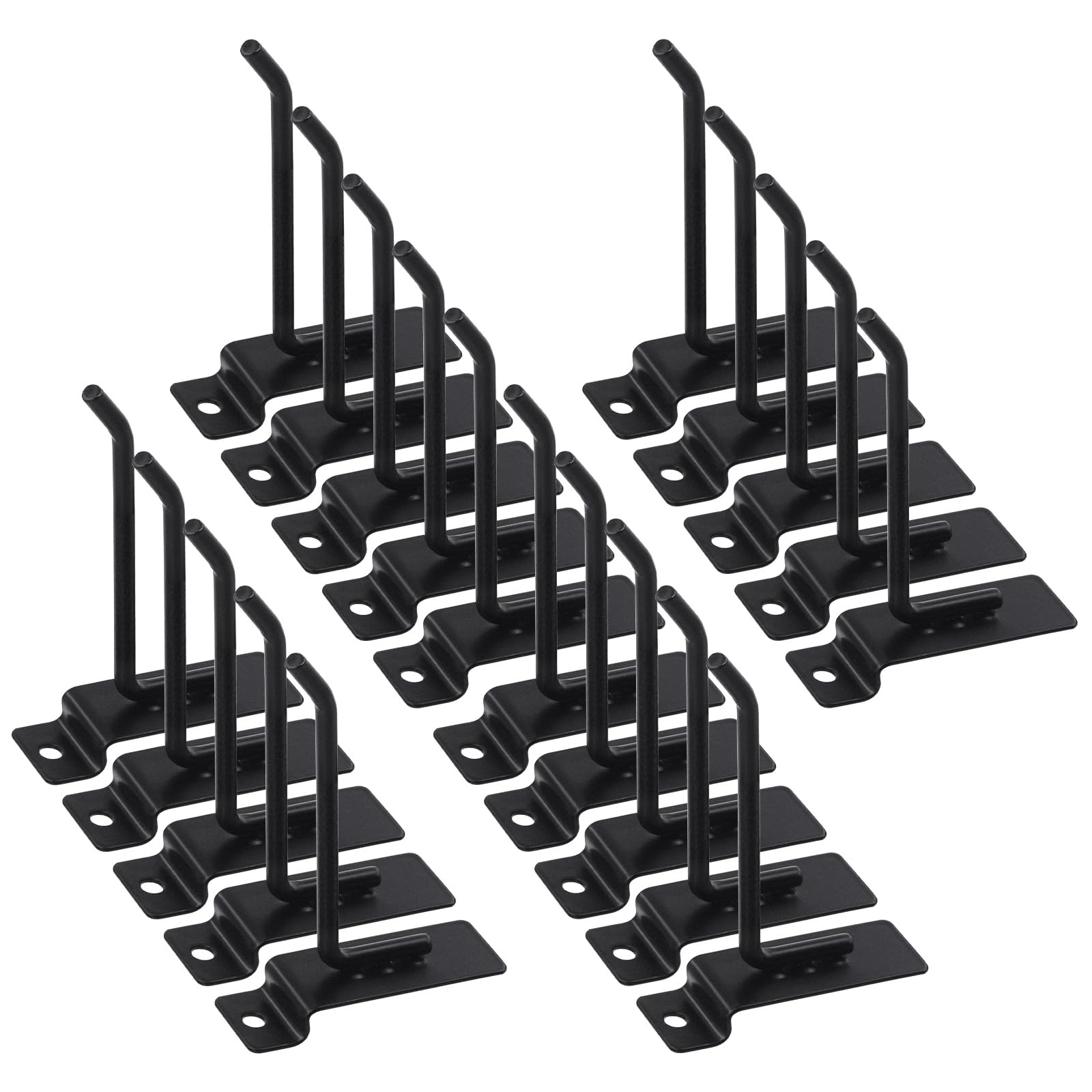 Swpeet 20Pcs 4 Inch Heavy Duty Slatwall Hooks Assortment Kit, Slatwall Accessories Slatwall Panel Hooks Garage Organization Slat Wall Hooks Pegboard Gridwall Hooks Display for Retail Black