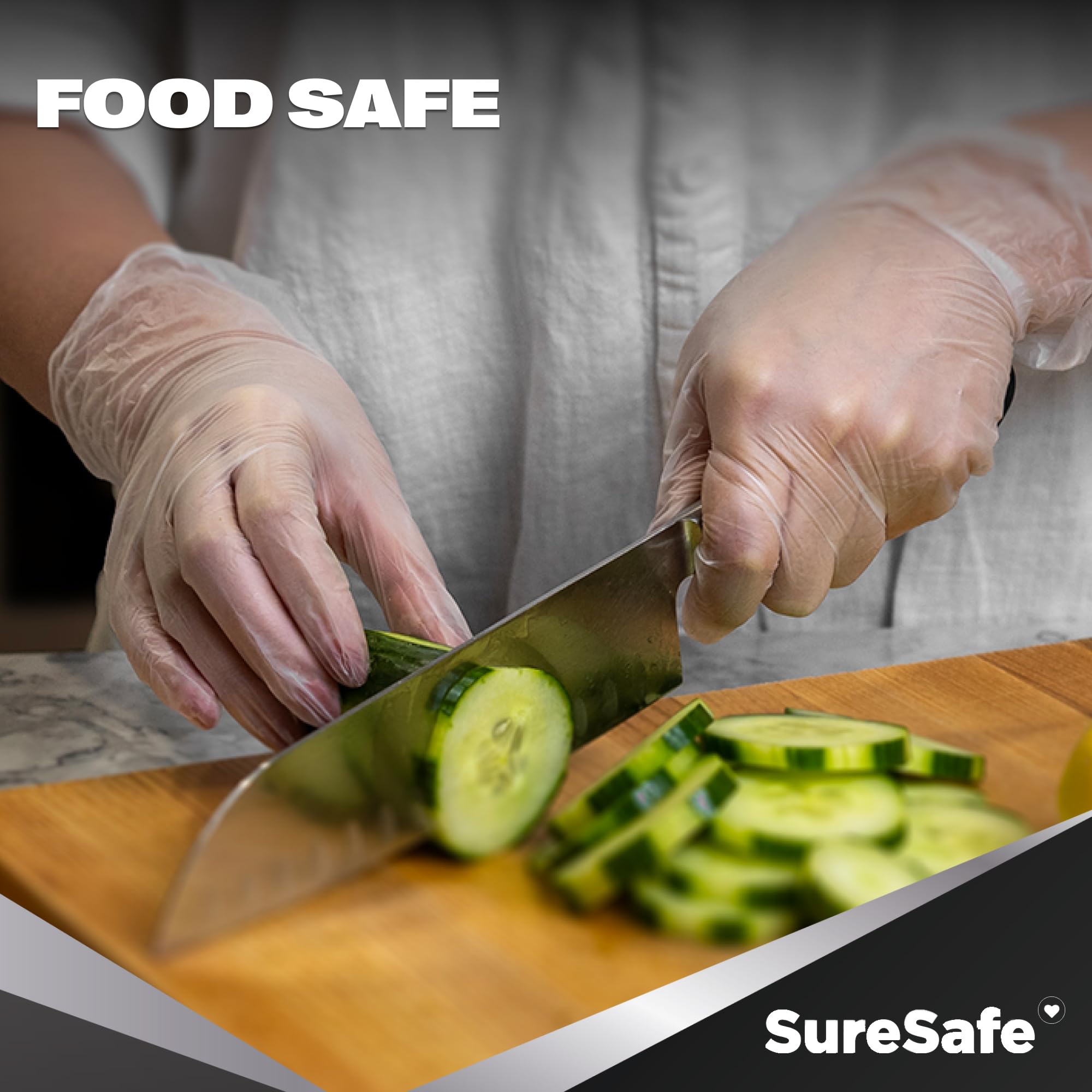 [200 Pack] SURESAFE 3.5 Mil Clear Vinyl Gloves Medium, Powder & Latex Free, Smooth & Comfortable, Gloves For Food Prep, Cooking, Gardening, Painter, Disposable