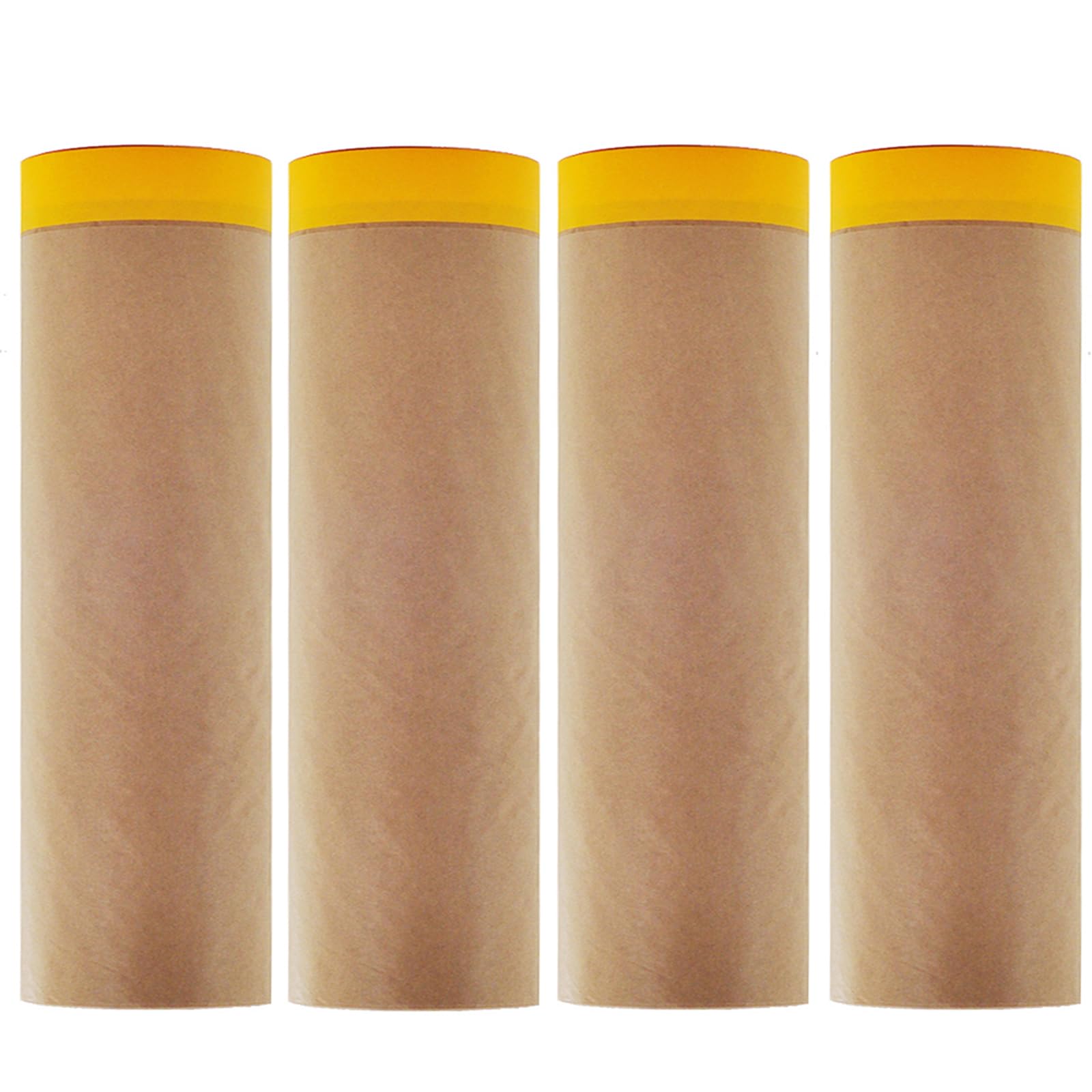 Xianshengle Pre-Taped Masking Paper for Painting - 20 Inch x 50 Feet Brown Kraft Paper Tape and Drape Roll, Paint Adhesive Protective Paper for Covering Skirting, Frames, Cars and Auto Body