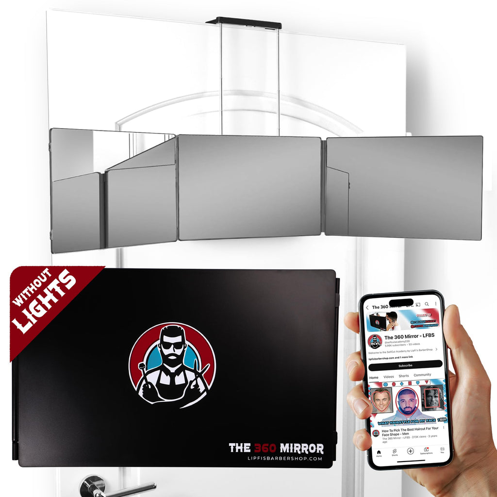 The 360 Mirror - 3 Way Adjustable Trifold Barber Mirror for Self Hair Cutting - Tri Fold Self Haircut System for Men and Women Braiding