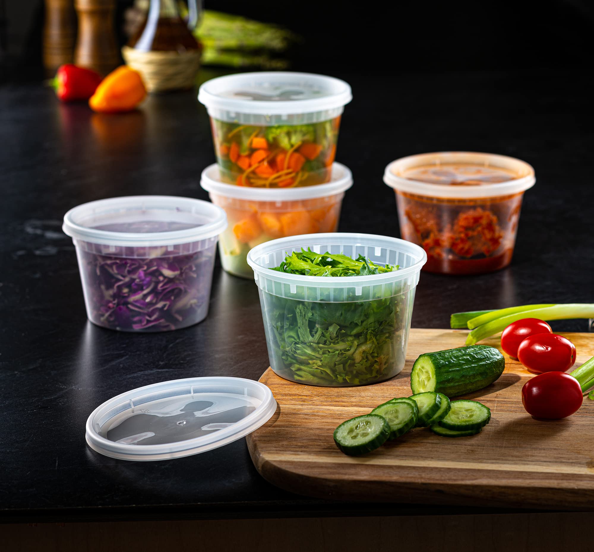 Pantry Value [16 oz. - 48 Sets] Deli Food Storage Containers with Airtight Lids