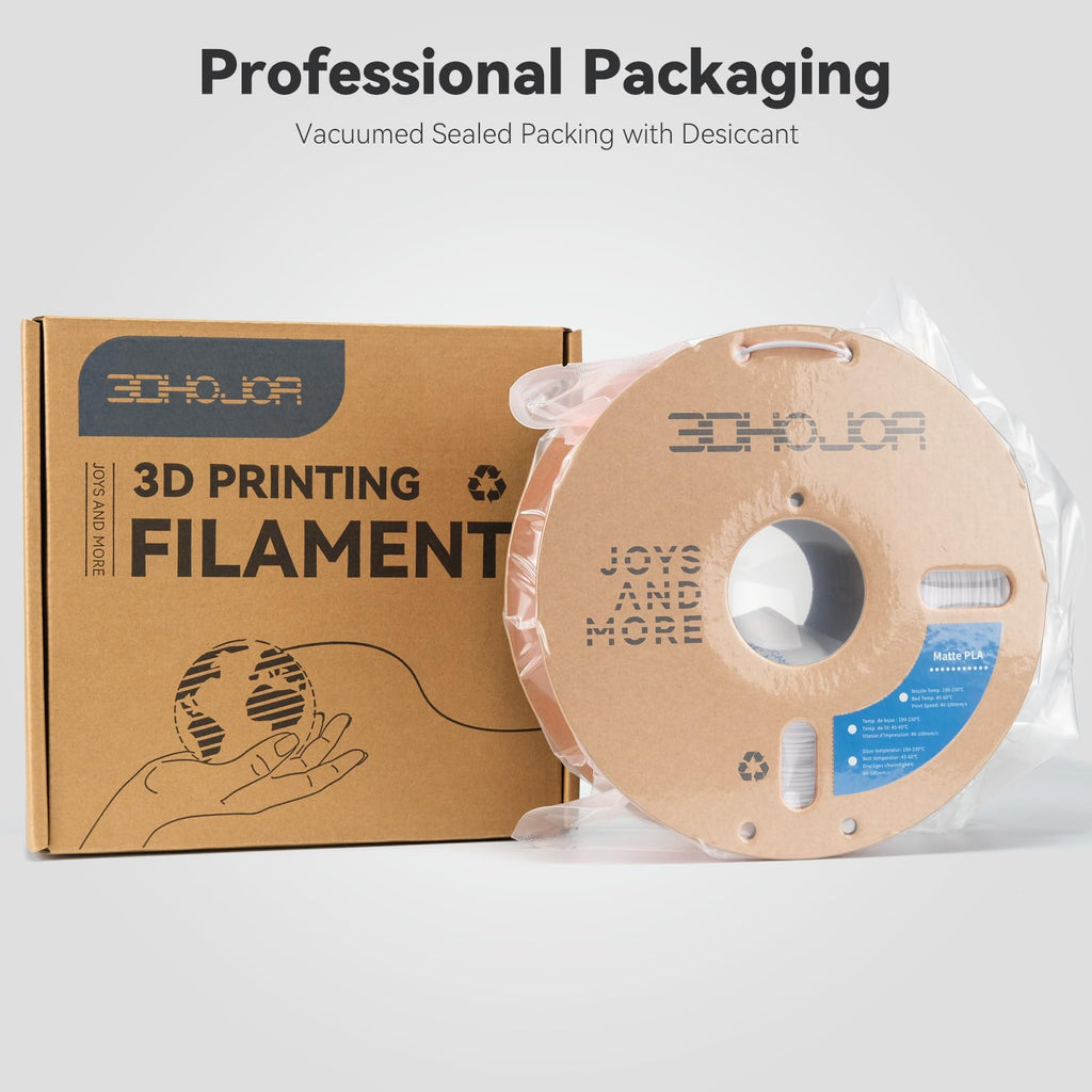 3DHoJor Matte PLA Filament 1.75mm White, Upgrade Matte 3D Printer PLA Filament, 1kg Spool (2.2lbs) Cardboard Spool 3D Printing Filament for 3D Printers