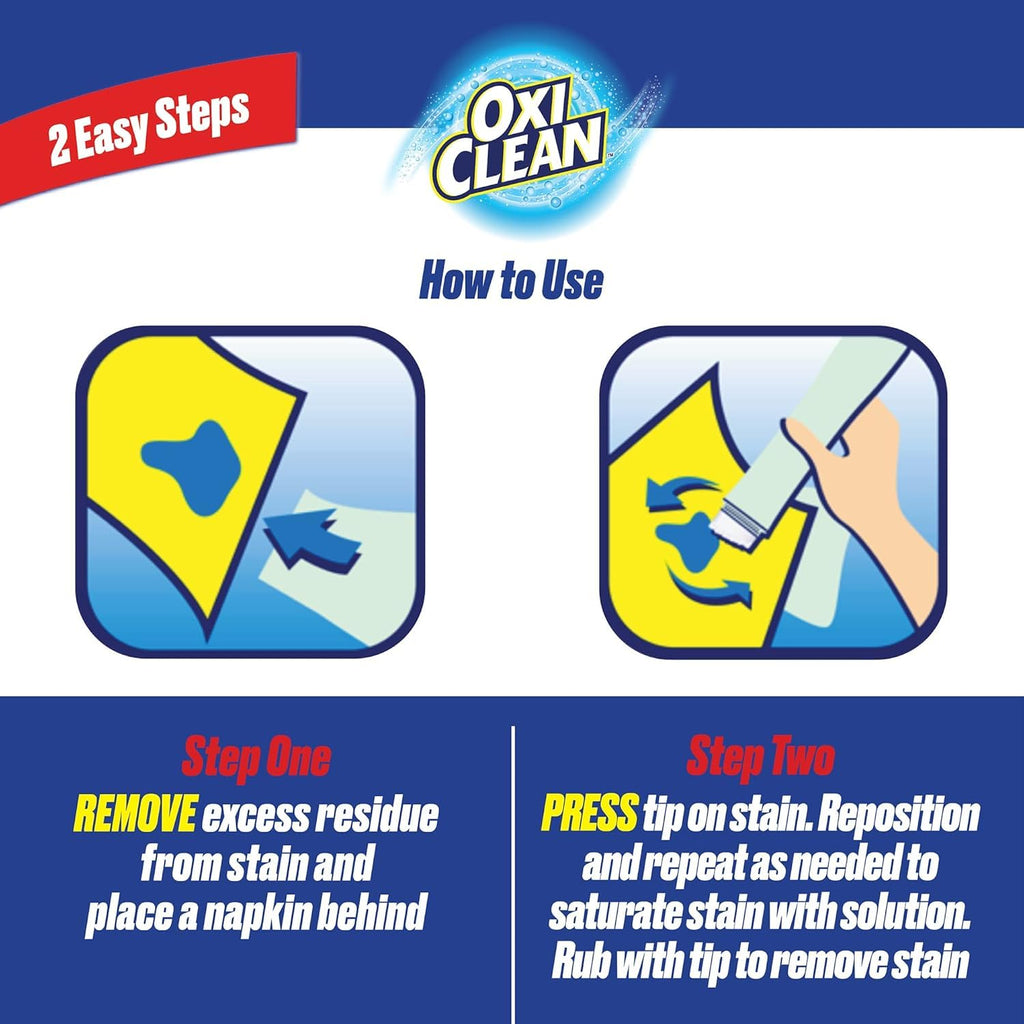 CR Brands OxiClean On The Go Stain Remover Pen for Clothes and Fabric, to Go Instant Stain Removal Stick, 3-Count