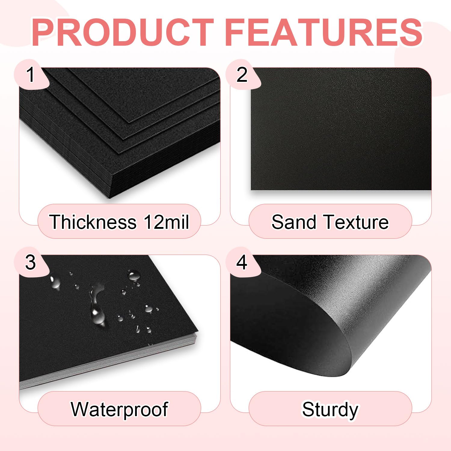 HOUYEE 12 Mil Sand-Textured Polycovers,Binding Presentation Cover for Business Report Covers,Lightly Textured Sand Finish,8.5x11 Inches,Letter Size,Pack of 100