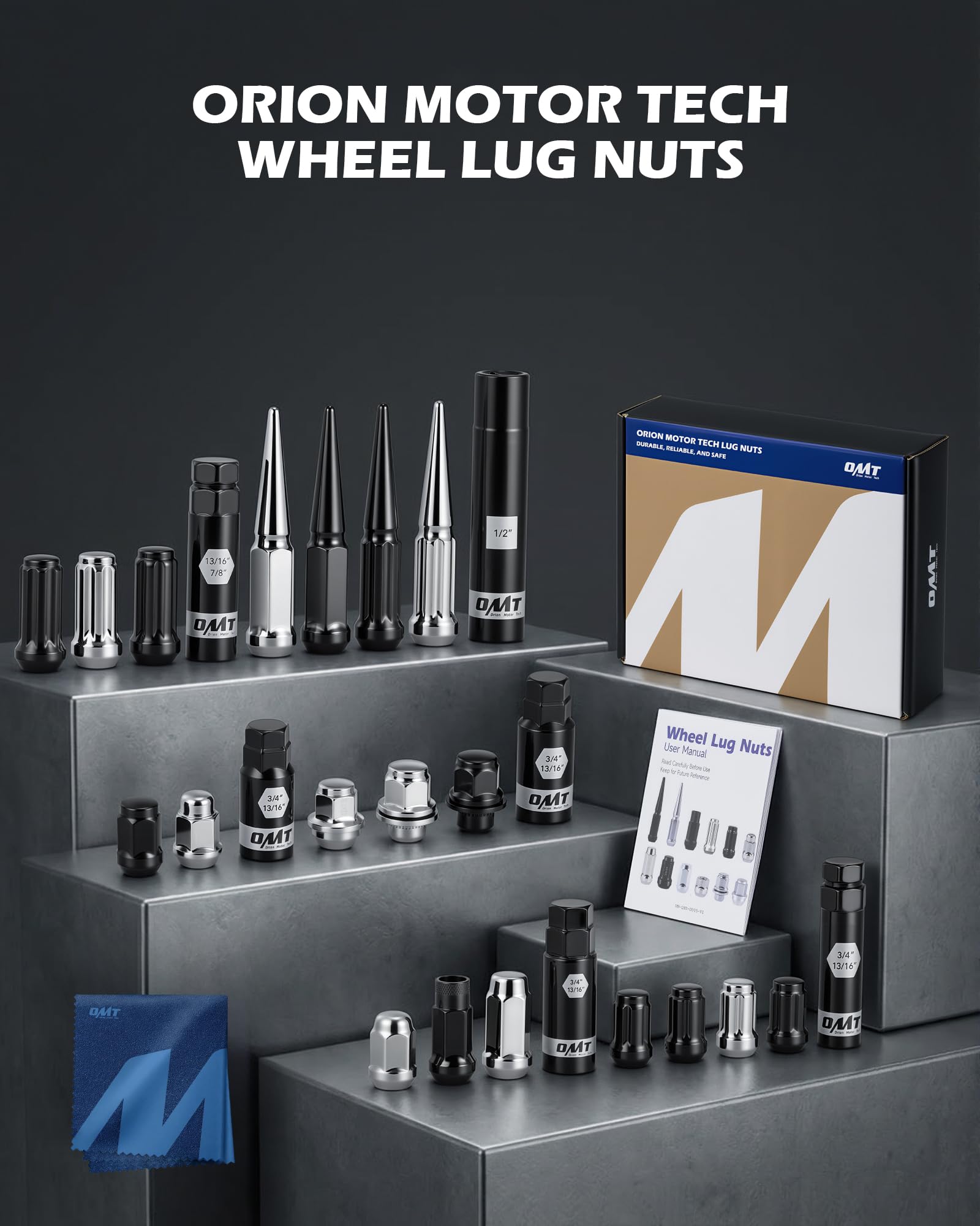 Orion Motor Tech 1/2"-20 Open End Lug Nuts, 3/4" 19mm Hex 0.84x0.9 in. Chrome Plated Wheel Lug Nuts Compatible with Dodge Dakota Ramcharger Ford Bronco Explorer F-150 Jeep Wrangler, Set of 20