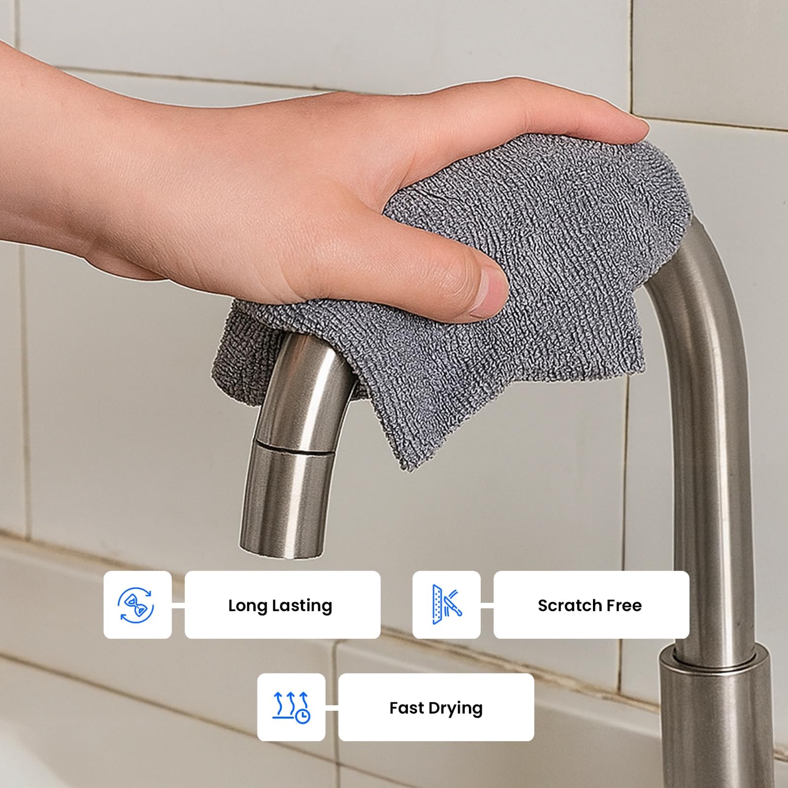 CTRL+Z Microfiber Cleaning Cloth – Cleaning Towels on Tear-Off Roll – Ultra Absorbent, Lint-Free, Reusable Microfiber Towels for Kitchen, Car, Glass & Housekeeping – 12"x12" (50 Sheets)