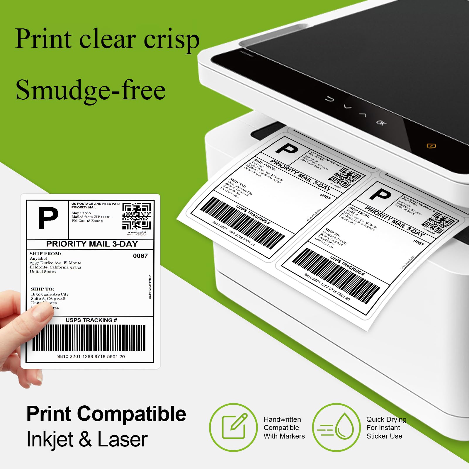 Anylabel 4" x 5 4 Per Page Shipping Labels, 400 Labels (100 Sheets), Inkjet & Laser Printer Compatible