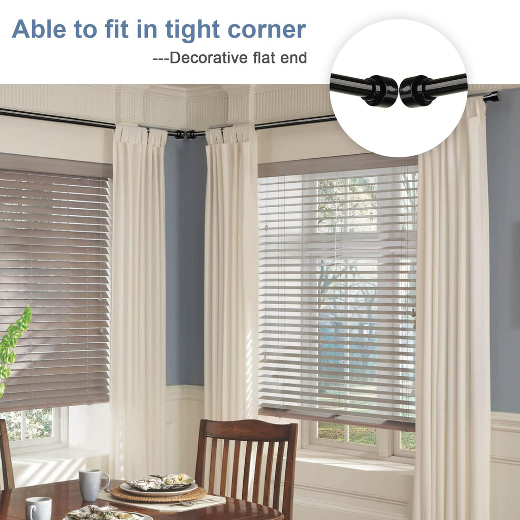 Black Curtain Rods for Windows 66 to 120-1 Inch Thick Heavy Duty Long Curtain Rods, No Sag & Easy Install - Decorative Modern Drapery Rods for Sliding Glass Door, Outdoor Patio, Living Room