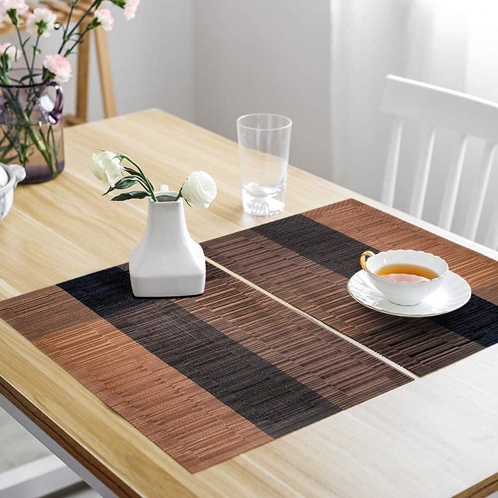 Placemats, Placemats for Dining Table Set of 6, Heat-Resistant Place mats, Stain Resistant Washable PVC Table Mats, BIPASION Kitchen Table Placemats