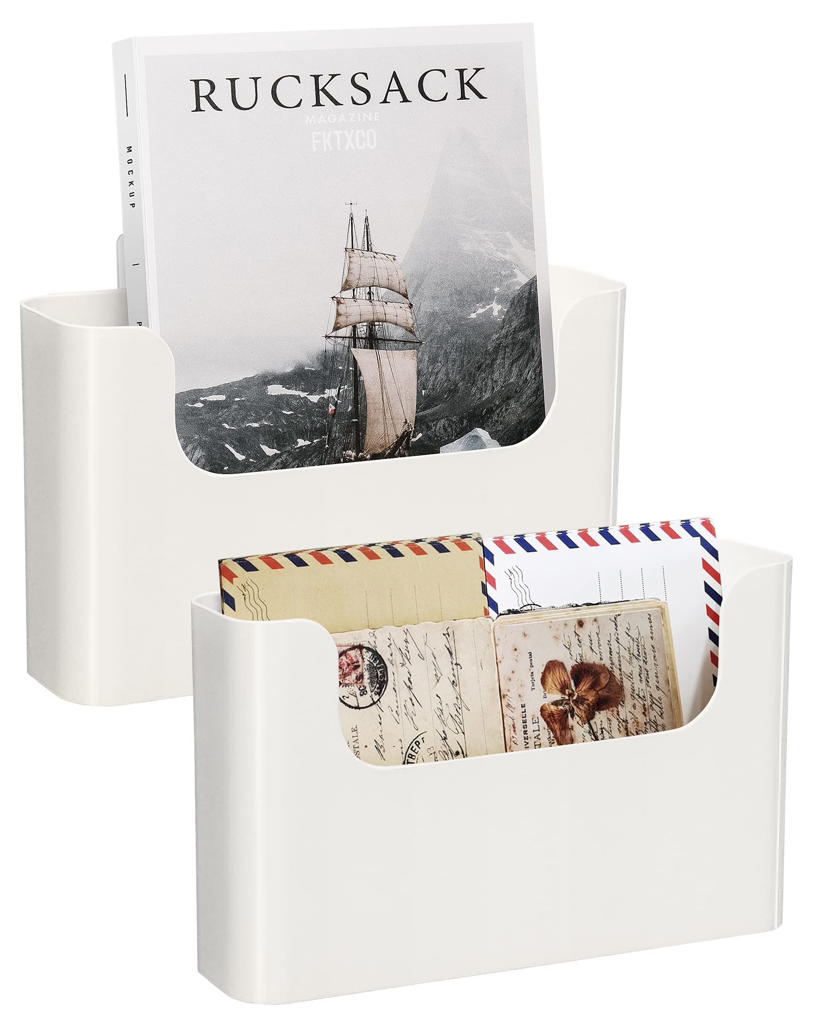 FKTXCO Wall Folder Holder File Organizer Wall Mount Hanging File Organizer Door Office Mail Supplies Storage Magazine Envelope Planner Wall Single Pocket Off White Plastic(2 Count)