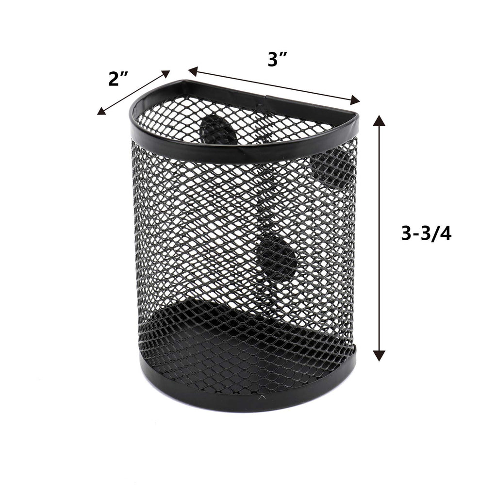 Jucoan 4 Pack Magnetic Pencil Holder Set Including Semicircle Pen Organizer, 3 Slots Mesh Metal Storage Basket with Strong Magnet for Fridge, Locker, Whiteboard