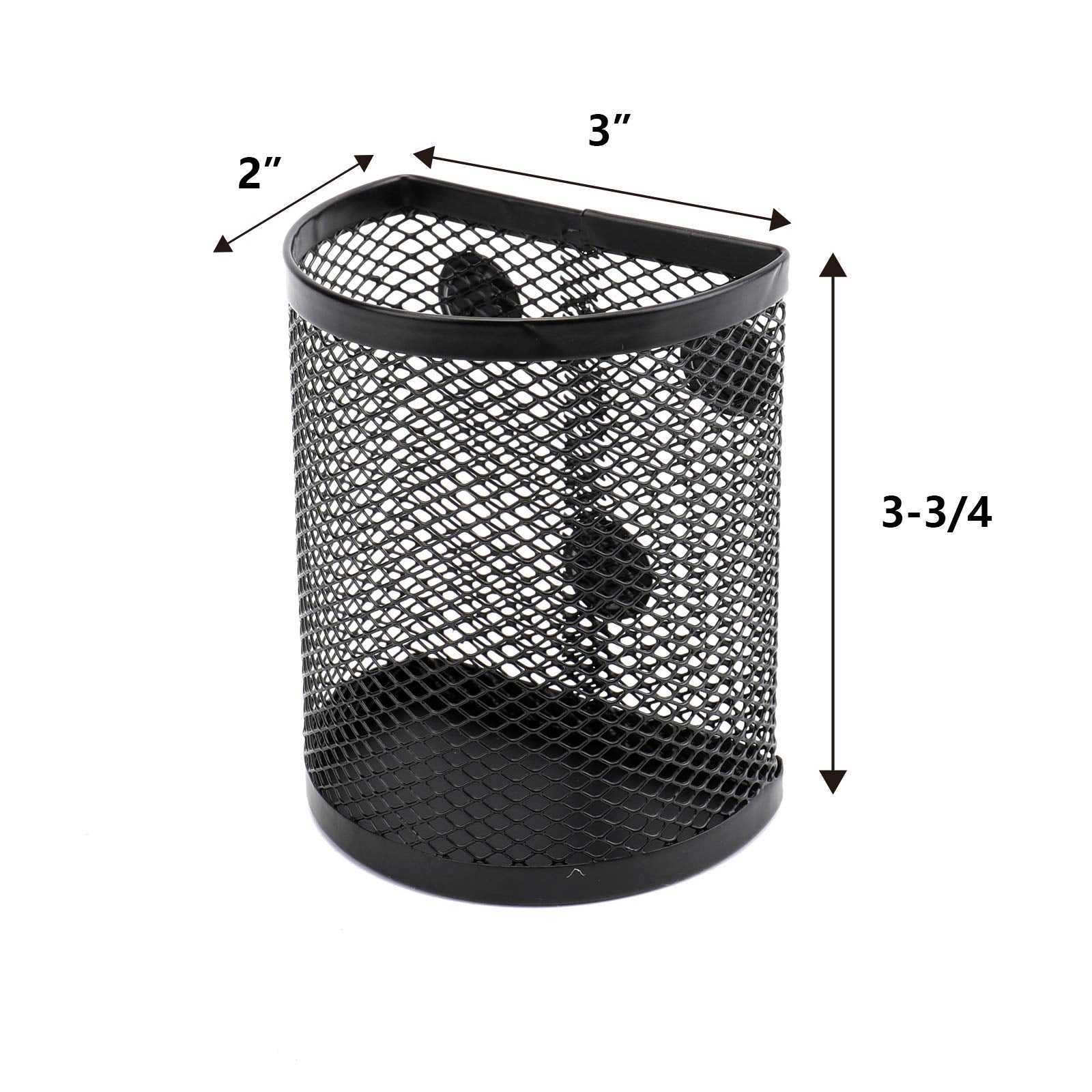 Jucoan 4 Pack Magnetic Pencil Holder Set Including Semicircle Pen Organizer, 3 Slots Mesh Metal Storage Basket with Strong Magnet for Fridge, Locker, Whiteboard