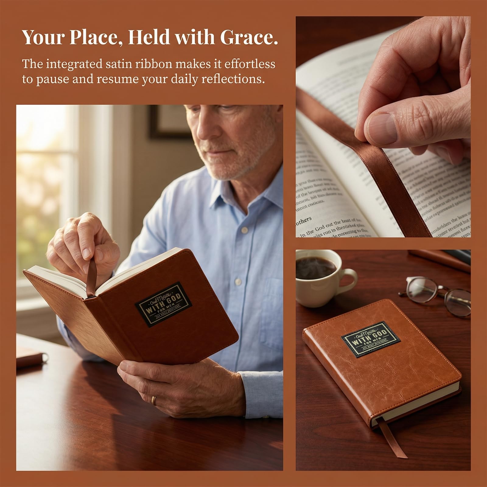 One Minute with God for Men 2026 Daily Devotional: 365 Days Prayer & Bible Tracking Diary,Daily Journal for Spiritual Growth,Brown Leather Appointment Book Planner