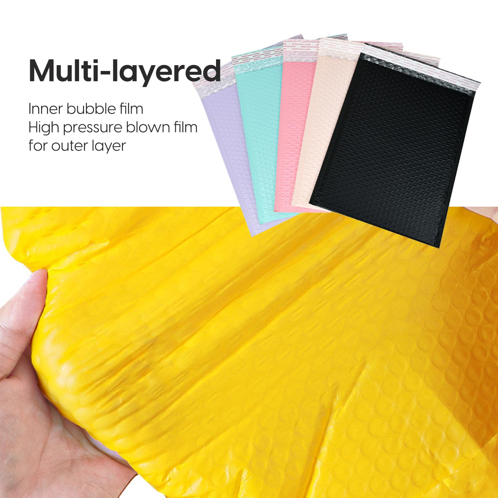 Bubble Mailers Waterproof 5 x 8 inches 50pcs Shipping Envelopes Multicolors Padded Envelopes Self Seal Adhesive (Purple)