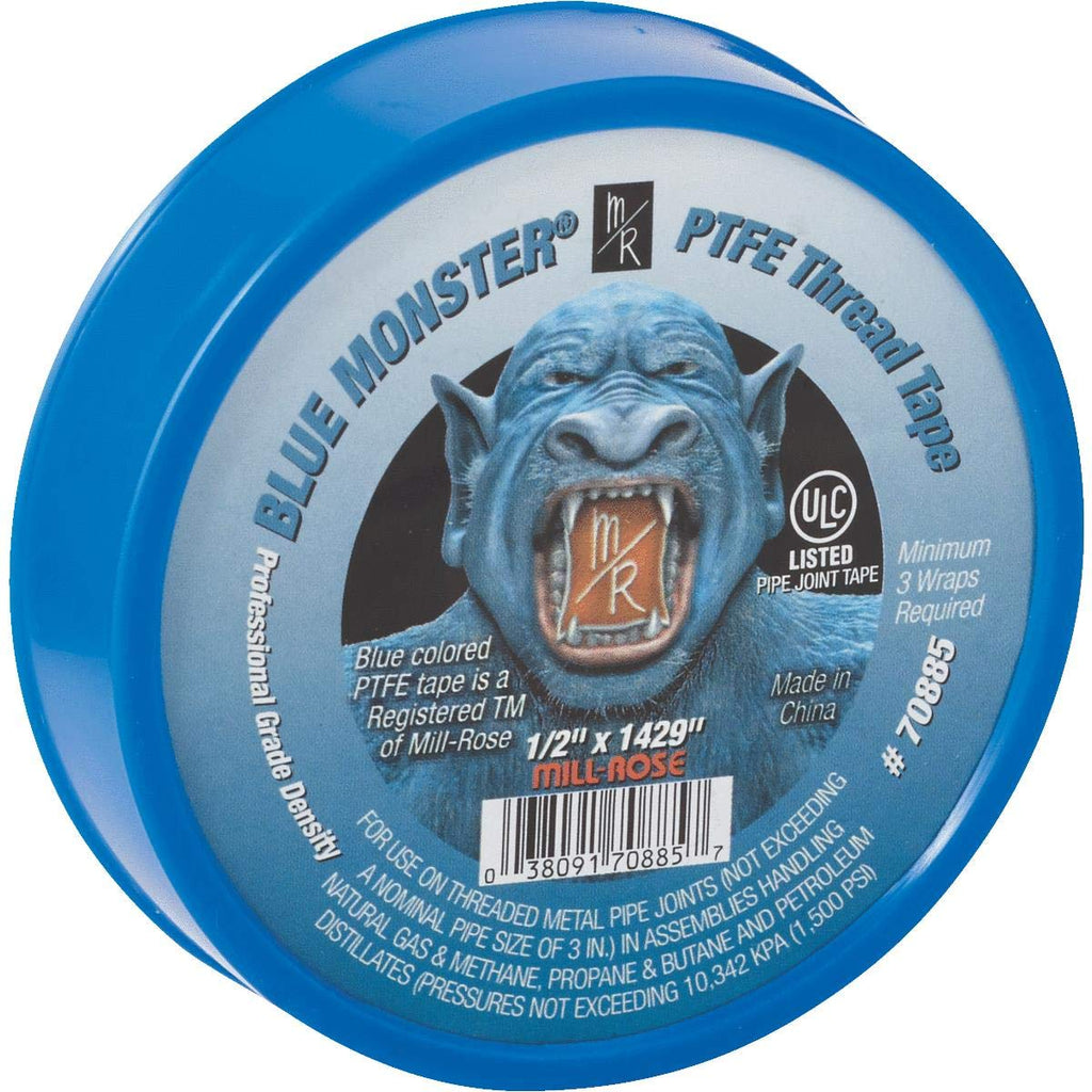 American Water Heaters Millrose 70885 Monster Roll PTFE Thread Seal Tape, 1/2-Inch x 1429-Inch, Blue