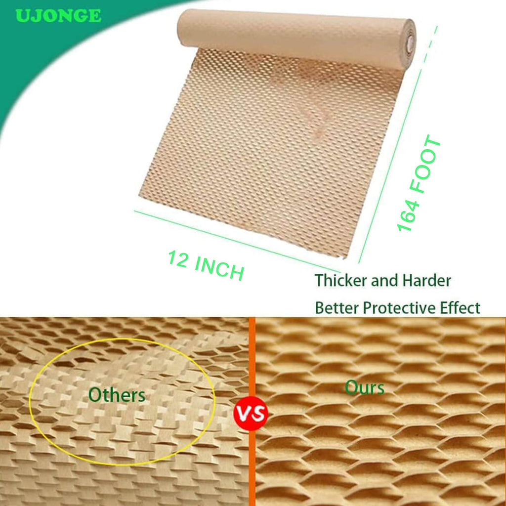 12"x164' Honeycomb Packing Paper Cushioning Wrap Roll for Moving, Recyclable Wrapping Materials For Fragile Items Move, Packaging Papers Cushion Wraps for Gift Breakables Shipping