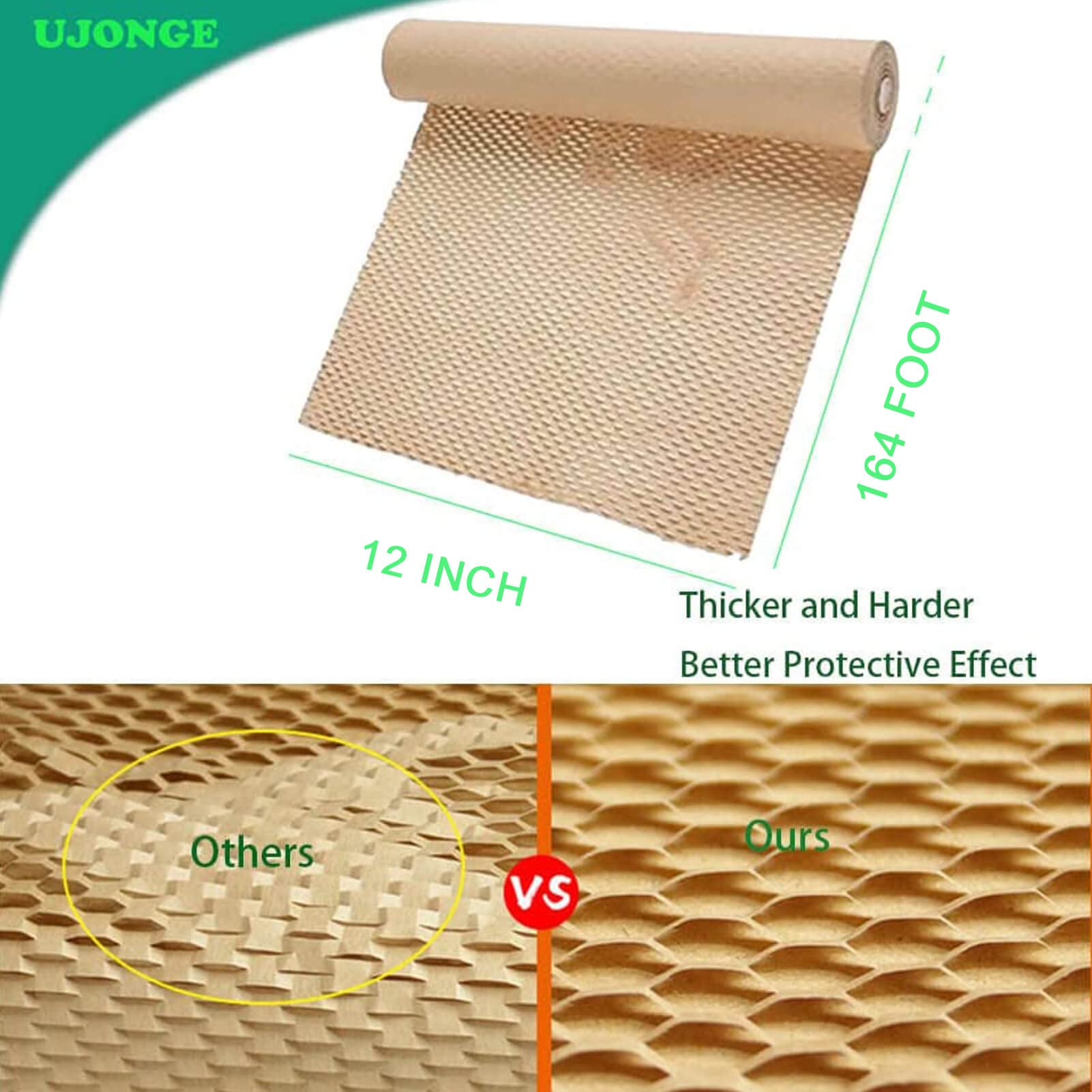 12"x164' Honeycomb Packing Paper Cushioning Wrap Roll for Moving, Recyclable Wrapping Materials For Fragile Items Move, Packaging Papers Cushion Wraps for Gift Breakables Shipping
