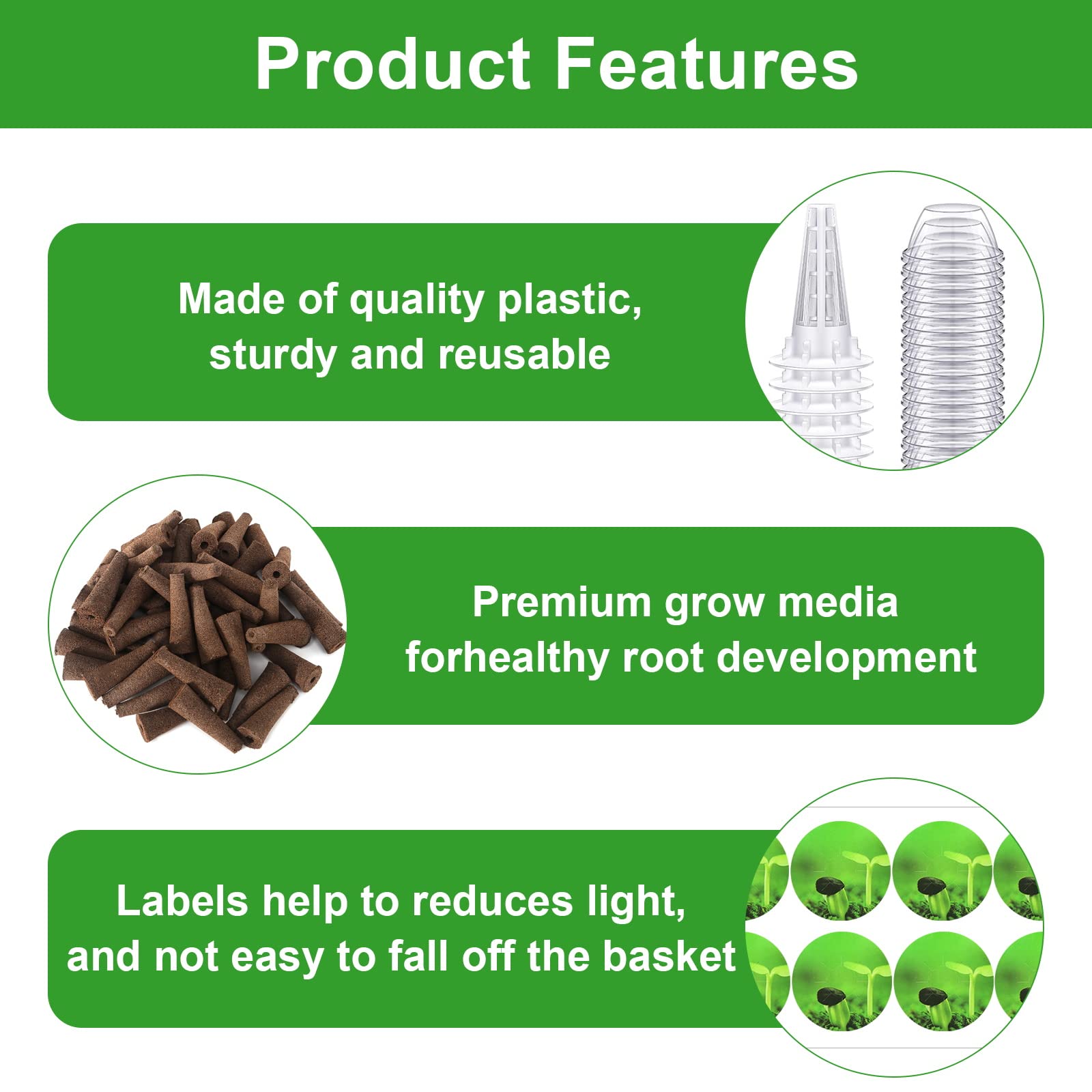 120 Pcs Seed Pods Kit for Aerogarden, Hydroponic Grow Anything Kit for Seed Starting System with 30 Grow Sponges,30 Grow Baskets, 30 Pod Labels,30 Planting Domes