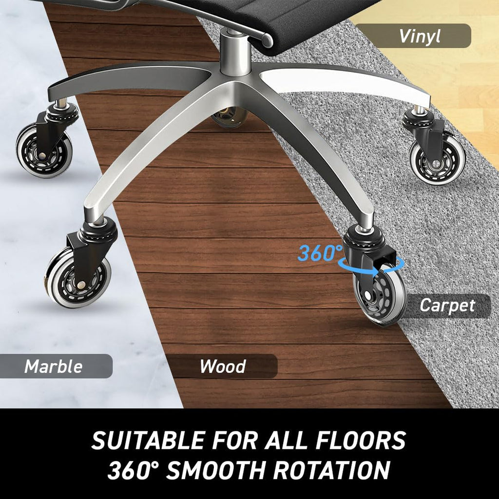 MotionGrey - Rollerblade Office Chair Wheels Replacement for Hardwood Floors, Chair Casters Replacement, Heavy Duty Desk Chair Wheels for Replacing Chair Mat, Rollerblade Casters (1 Set)