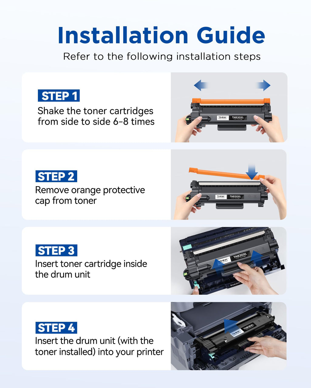 Compatible TN830XL Toner Cartridges Replacement for Brother TN830 TN-830XL 830XL Toner Cartridge Work with Brother HL-L2460DW DCP-L2640DW HL-L2400D HL-L2405W MFC-L2820DW Printer (2 Pack, Black)