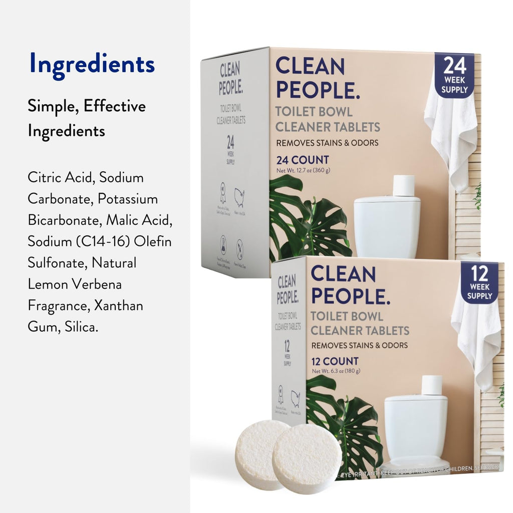 THE CLEAN PEOPLE Toilet Cleaner, Eco-Friendly Toilet Cleaning Pads, For Removing Hard Water Stains, Rust and Limestone Build-Up (12 Count)