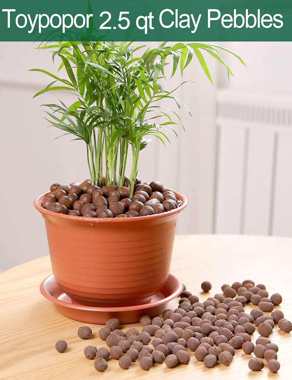 Expanded Hydroponic Clay Pebbles 2qt, 1.6 lb, 8mm-12mm, Natural Organic Flower Orchid Plant Grow Media, Porous Stones for Hydroponics, Drainage, Decoration, Aquaponics and Other Gardening Essentials