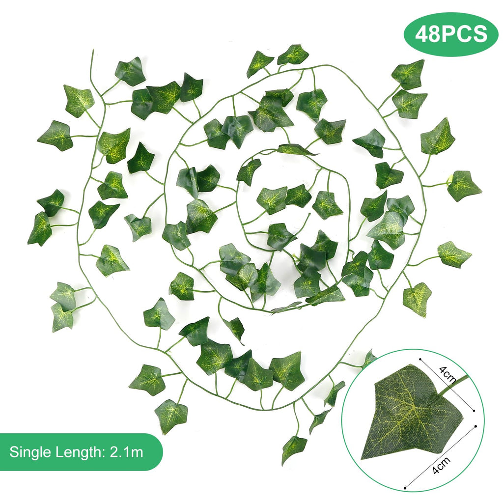 DazSpirit 48Pcs Fake Vines, 336 Ft Artificial Ivy Vines, Artificial Ivy Leaf Garland, Greenery Ivy Garland, Vines for Bedroom, Wedding, Party, Home, Garden, Kitchen, Office, Wall Decoration