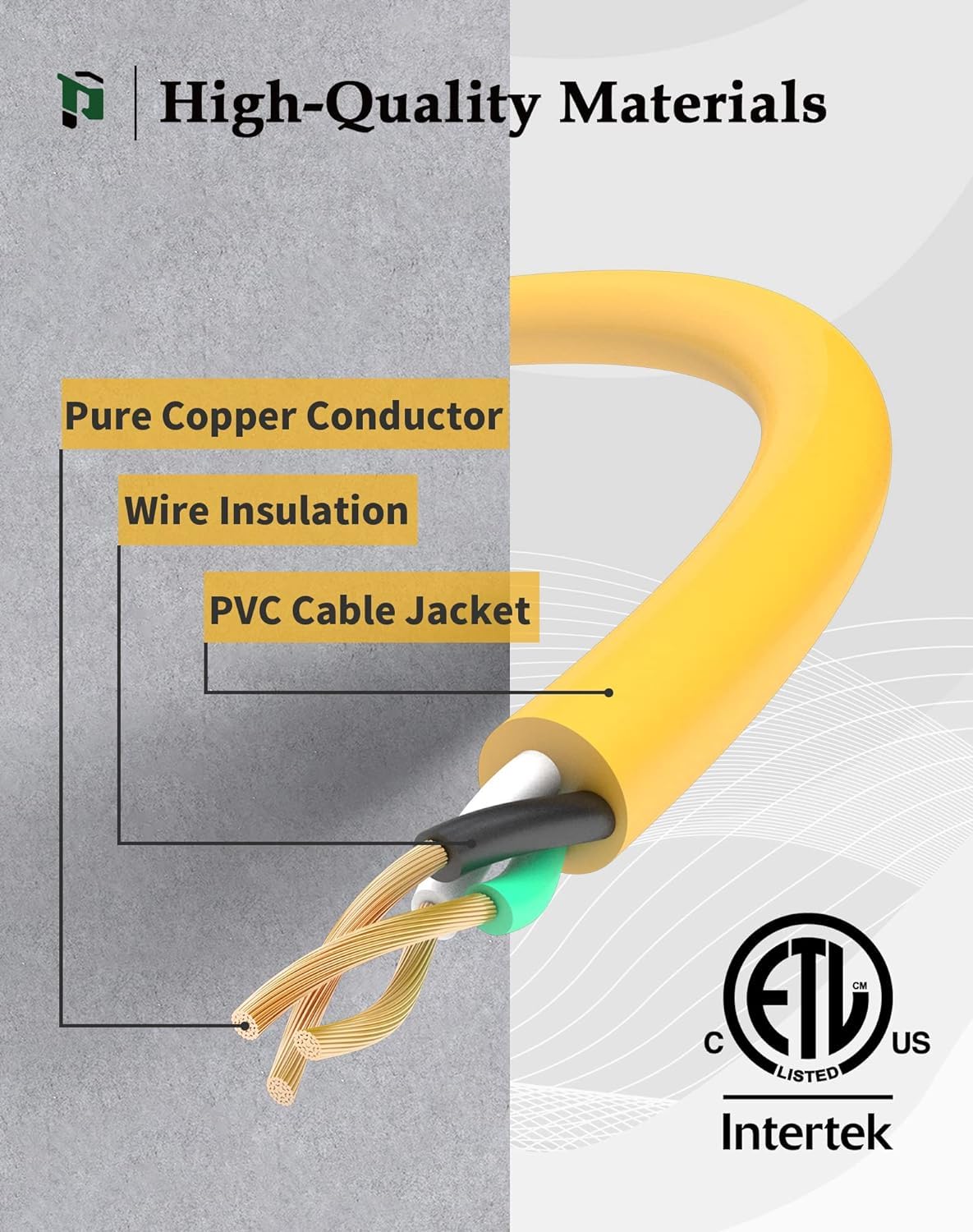2Ft 2Pack 12 Gauge Outdoor Extension Cord with 3-Outlets, Heavy Duty 12/3 Extension Cord with Lighted end, 15A 12AWG 1875W SJTW, ETL Listed - Great for Garage, Garden and Home, Yellow