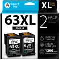 Smart Ink Remanufactured Ink Cartridges Replacement for HP 63 XL 63XL (2 Black Combo Pack) to use with Envy 4520 4522 4516 OfficeJet 3833 3830 4650 3836 5255 5200 DeskJet 3630 3632 3836 3634 Printer