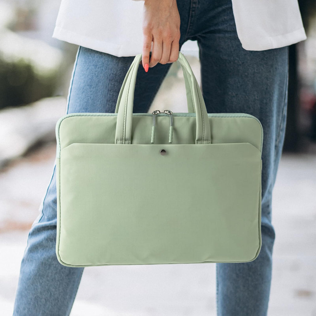 MicaYoung 15.6 Inch Laptop Case Carrying Bag Sleeve Cover, Waterproof Soft Small Briefcase for 15 15.6 16 inch Acer Asus Dell HP Thinkpad Chromebook Computer Notebook, Green