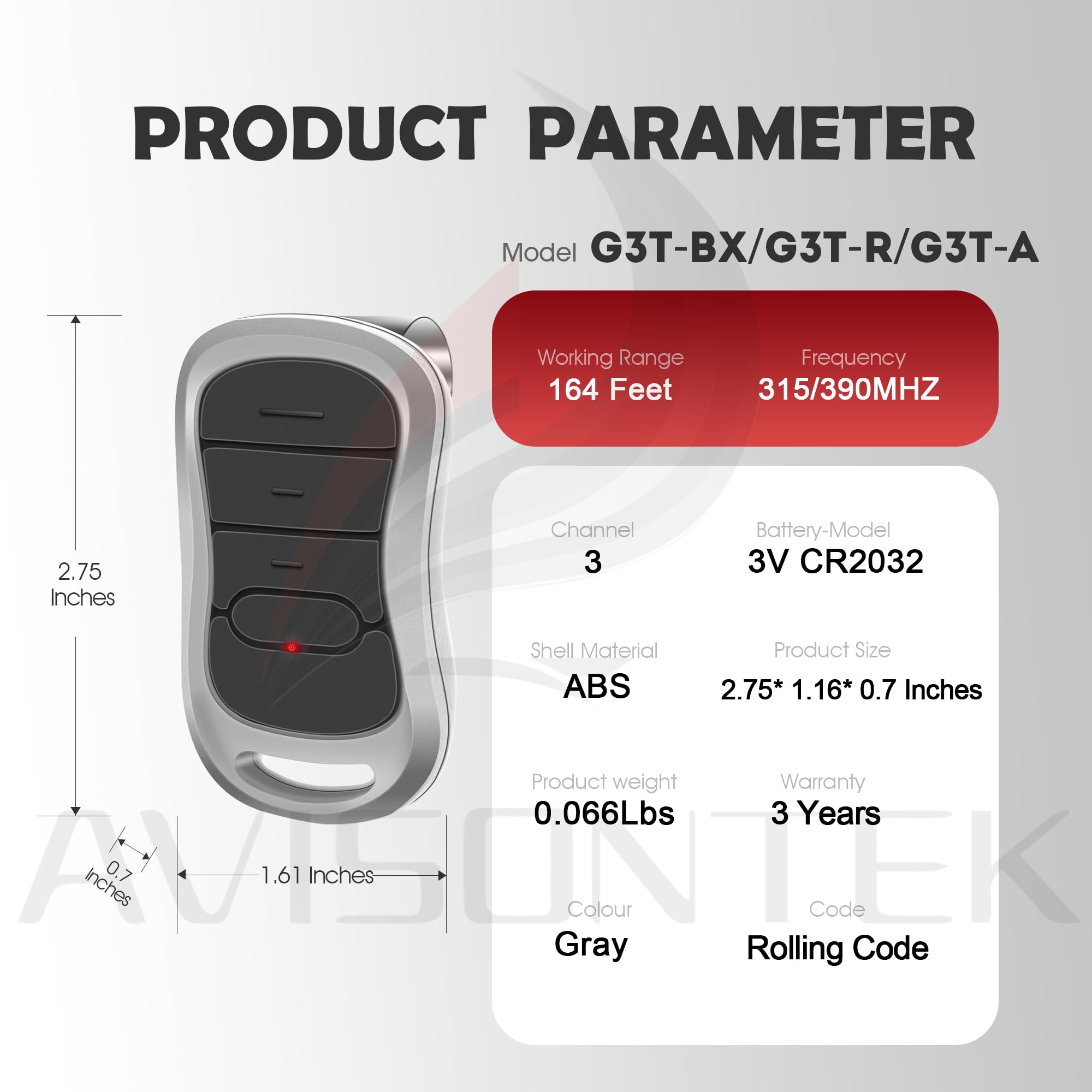 2 for Genie Garage Door Remote G3T-R/G3T-BX/G3T-A IntelliCode【3 Year Warranty】