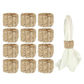 Auch 12Pcs Rustic Woven Napkin Rings, Round, Water Hyacinth, for Kitchen, Restaurant, Party, Wedding, Supplies