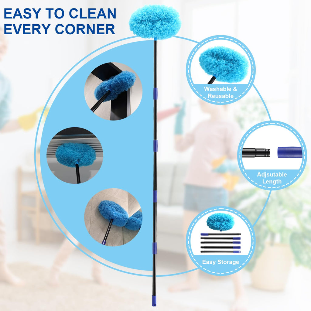 7 Ft Ceiling Fan Cleaner Duster With Long Pole for High Ceilings - Washable and Reusable for Furniture and Blinds