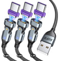 AUFU 16PIN Magnetic USB C Charging Cable (3Pack, 3.3/6.6/6.6ft), 180° Rotation Magnetic Charging Cable/Magnetic USB C Cable/Magnet Phone Charger/Date Transfer Cable for 1Phone16/15/Tablet/Laptop