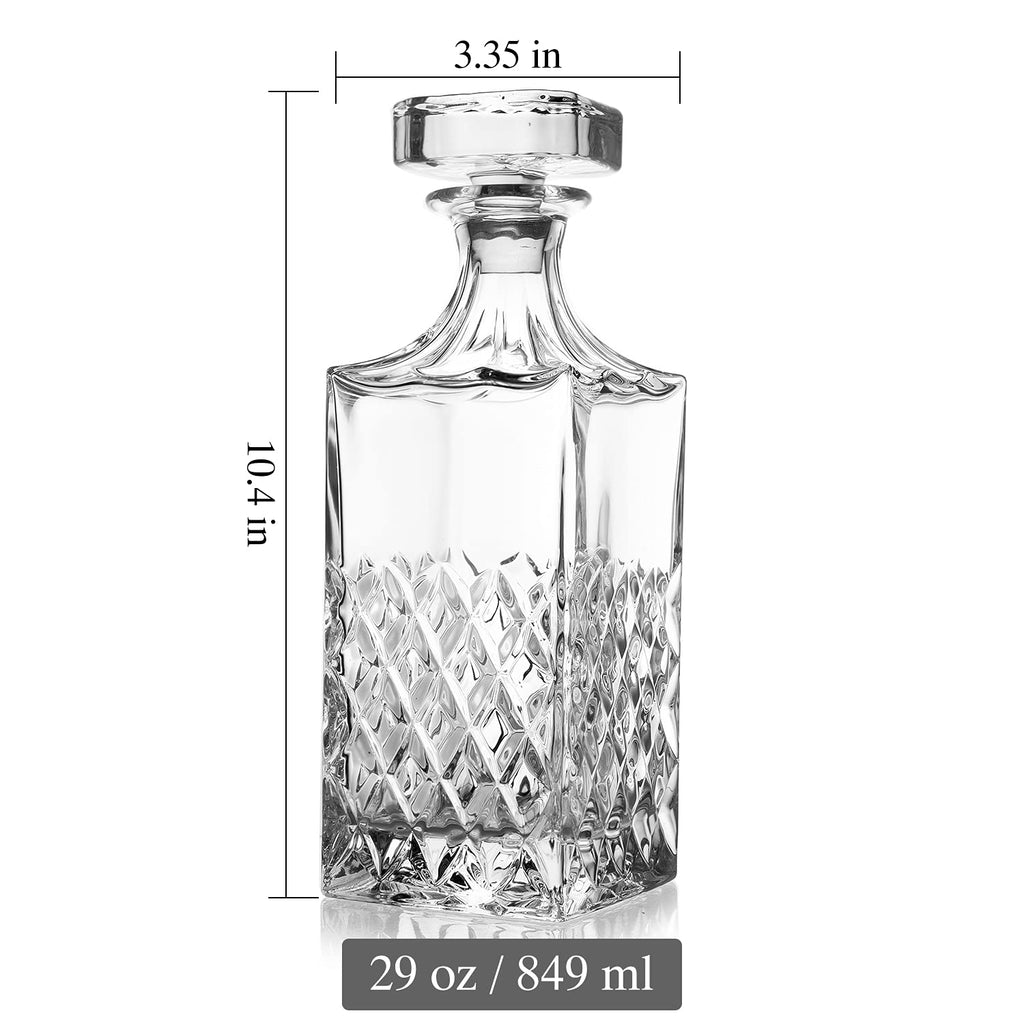 LIGHTEN LIFE Whiskey Decanter, 29oz Crystal with Stopper, Non-Lead Scotch Decanter in Gift Box, Premium for Vodka, Bourbon, Liquor