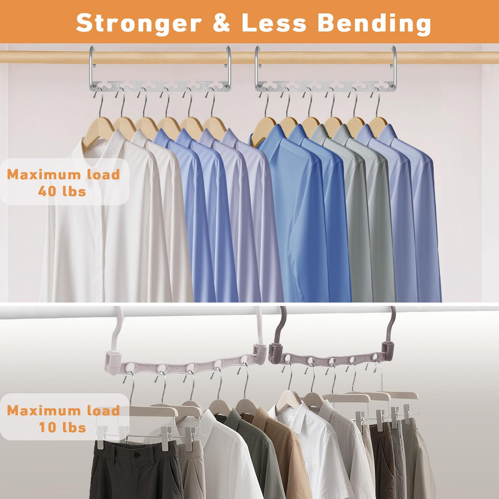 Meneicvy Clothes Hanger Space Saving for Closet Organize, 6 Pack Cascading Coat Hangers for Wardrobe Storage Organize, Sturdy Metal Hanger 40 Lbs Capacity, Hanging Closet Organizer