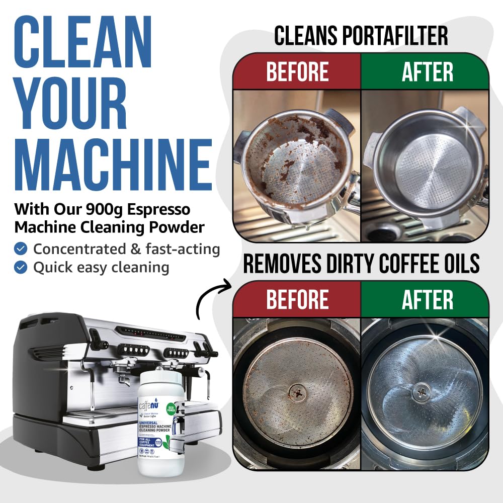 Coffee Machine Cleaner Powder 900G / 31 oz. Essential part of your Barista Accessories. Espresso Machine Cleaner. Coffee Cleaning Powder For Group Head. Use on your Commercial Machine. For Barista Kit