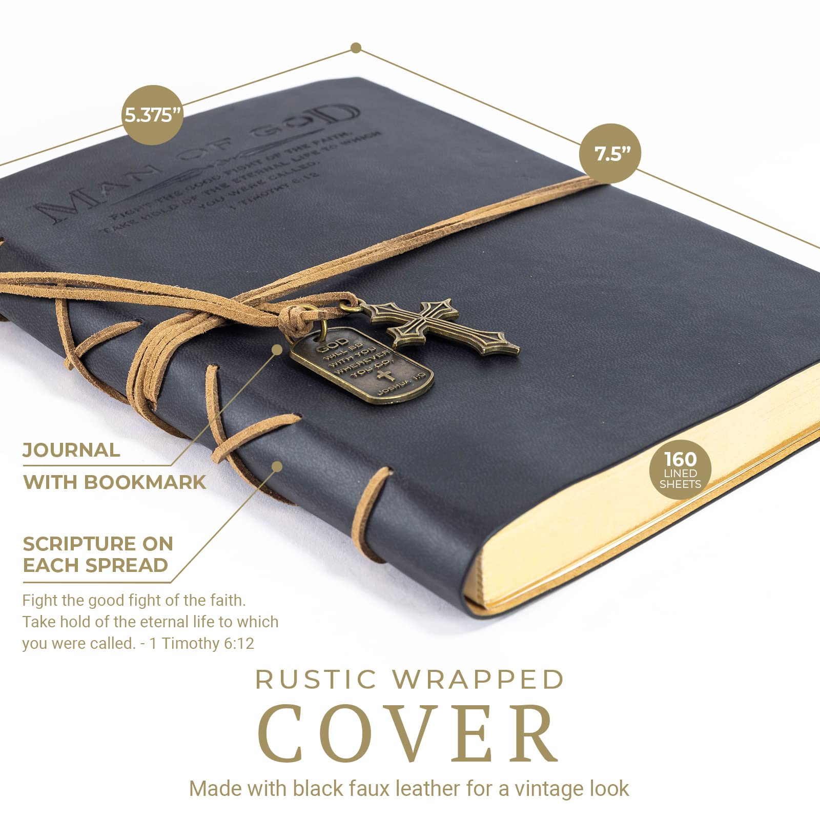 Divinity Boutique Journal, Man of God with Black Cross Charm (22880), Cross Black