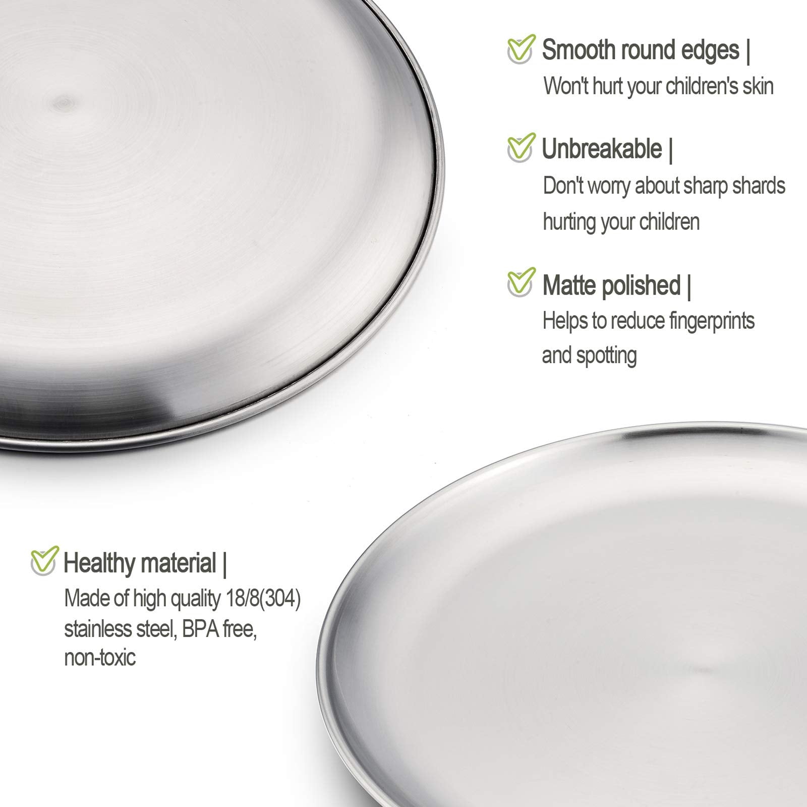 Kids 18/8 Stainless Steel Plates Dishes HaWare Toddlers Dinnerware Set for Home/Party/Gathering BPA-Free Unbreakable and Dishwasher Safe -4 Pack