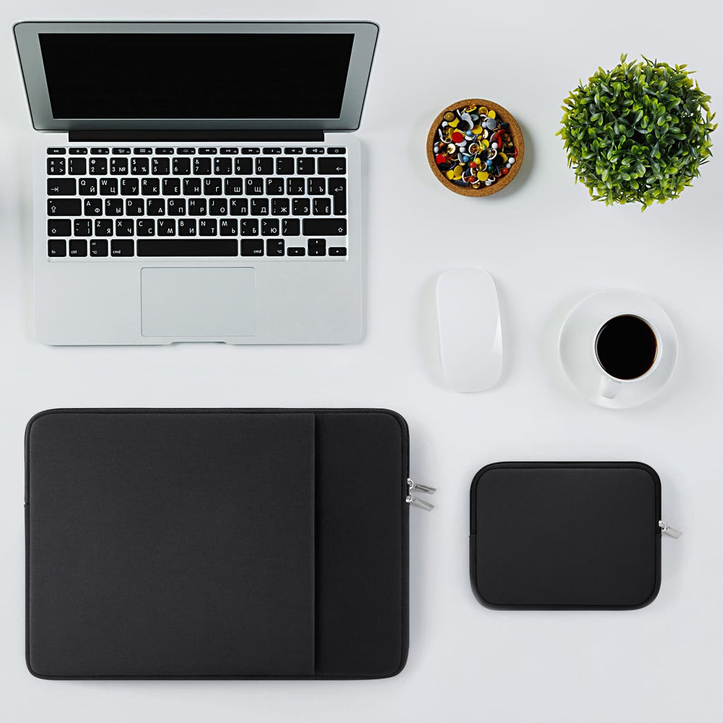 RAINYEAR 16 Inch Laptop Sleeve Soft Case with Front Pocket & Accessories Pouch, Specially Compatible with 16" MacBook M1 M2 M3 M4 M5 A2141 A2485 A2780 A2991 A3403 A3186 A3428 A3429(Black)