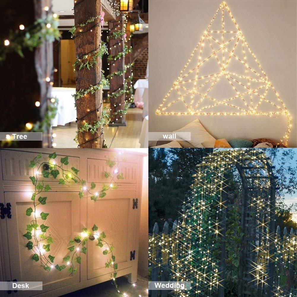EShing LED String Lights Dimmable, USB Powered 100 Warm White LED Fairy Lights on 33ft Clear Cable, Twinkle Lights with Remote Timer for Indoor Outdoor Wedding Party Patio Backyard Room Decor