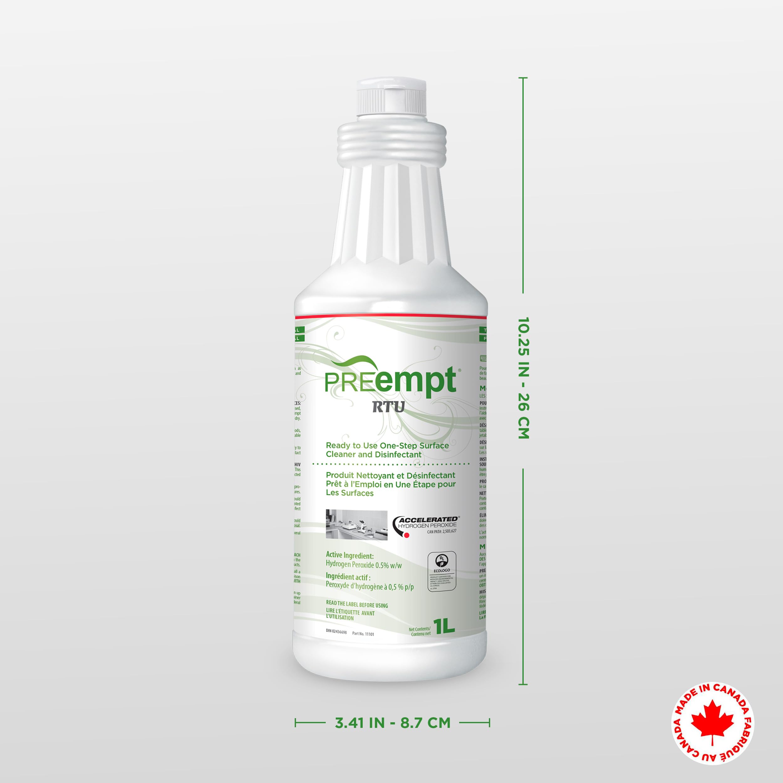 PREempt Ready-To-Use One Step Disinfectant Cleaner - All Purpose Disinfectant for Salons, Spas, Clinics, Studios - 1L (1 Bottle)