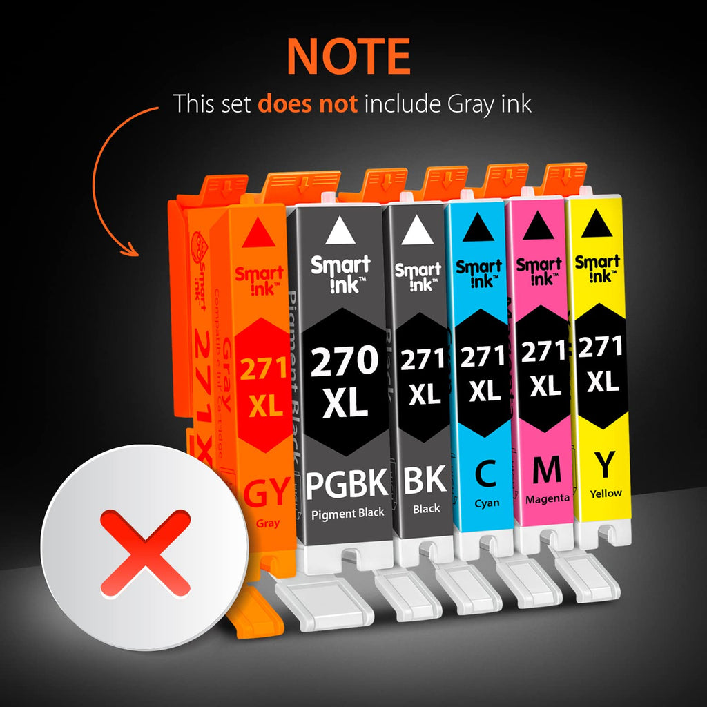 Smart Ink Compatible Ink Cartridges Replacement for Canon PGI 270 CLI 271 XL (PGBK/Black/Cyan/Magenta/Yellow 5 Combo Pack) for Canon PIXMA MG5720 MG5722 MG6820 MG5721 TS5020 TS6020 Printer