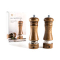 JF JAMES.F Wooden Salt and Pepper Grinder Set, 6.5 inch Rubber Wood Salt and Pepper Mills Set of 2 with Acrylic Visible Window & Adjustable Ceramic Rotor